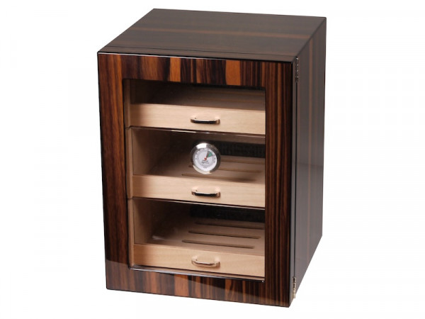 Humidor-Schrank m. Acryltuer und 3 Schubladen f. ca. 100 Zig.