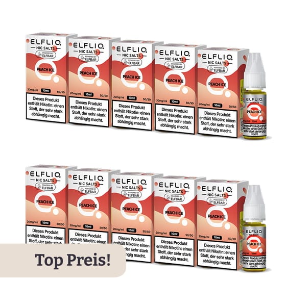 10er Pack E-Liquid Nikotinsalz ELFBAR Elfliq Peach Ice 20mg