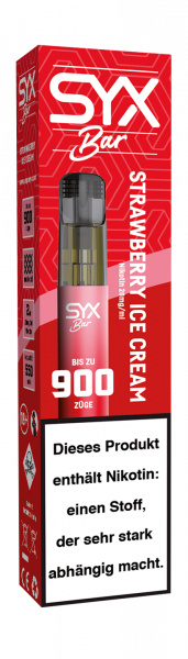 E-Zigarette SYX BAR - Strawberry Ice Cream 20mg bis zu 900 Puffs