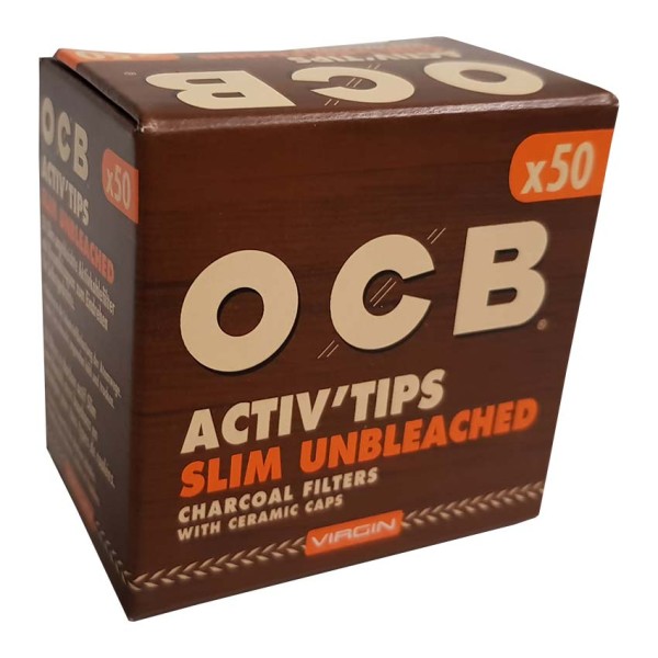 OCB Filter Activ'Tips Slim (Unbleached ) 7mm 50 Filter