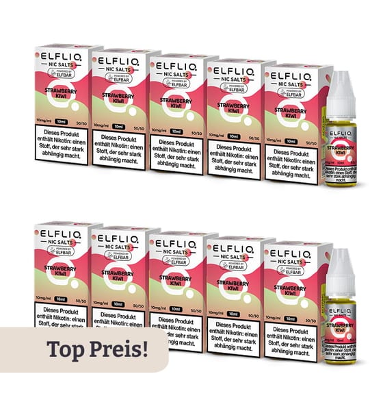 10er Pack E-Liquid Nikotinsalz ELFBAR Elfliq Strawberry Kiwi 10mg