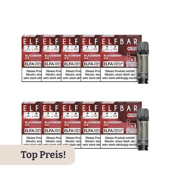 10er Pack E-Liquidpod ELFBAR BLACKBERRY ICE 20 mg 2 Pods