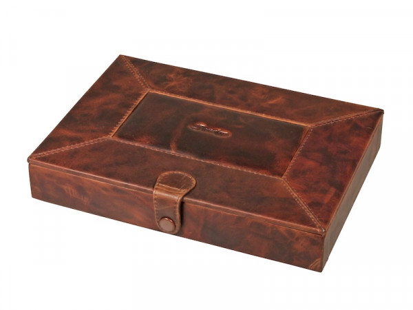 PASSATORE Humidor Leder braun antik fuer ca. 8-10 Zig.