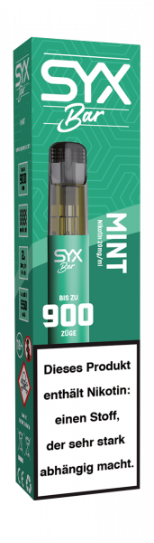 E-Zigarette SYX BAR - Mint 20mg bis zu 900 Puffs