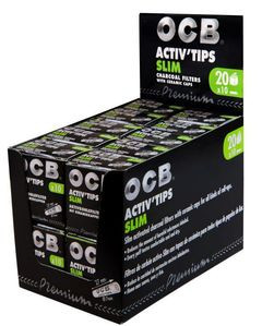 Display Zigarettenfilter OCB Activ'Tips Slim schwarz 7mm ( 10 FILTER )