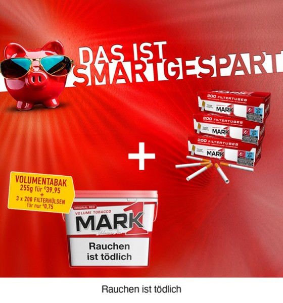 1 x EIMER MARK ADAMS Volumentabak 255 Gramm & 3 x Schachteln Mark 1 Hülsen