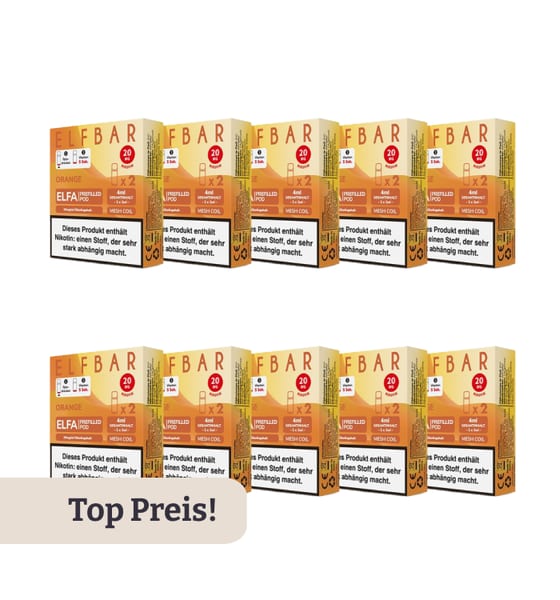 10er Pack E-Liquidpod ELFBAR Elfa Orange 20 mg 2 Pods