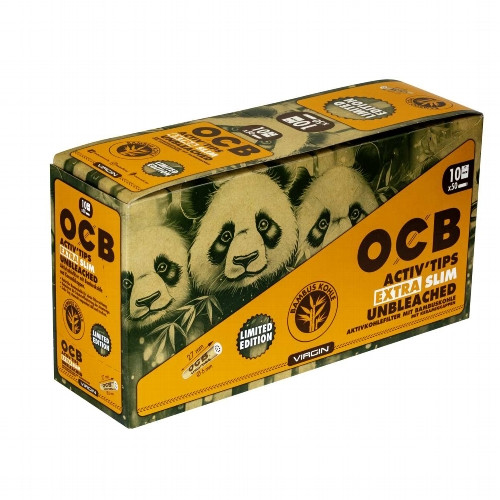 Display OCB Activ'Tips Extra Slim Unbleached Bamboo 6mm Limited Edition 10x50 Stück