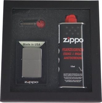 ZIPPO "Geschenk-Set" Feuerzeug chrom gebuerstet