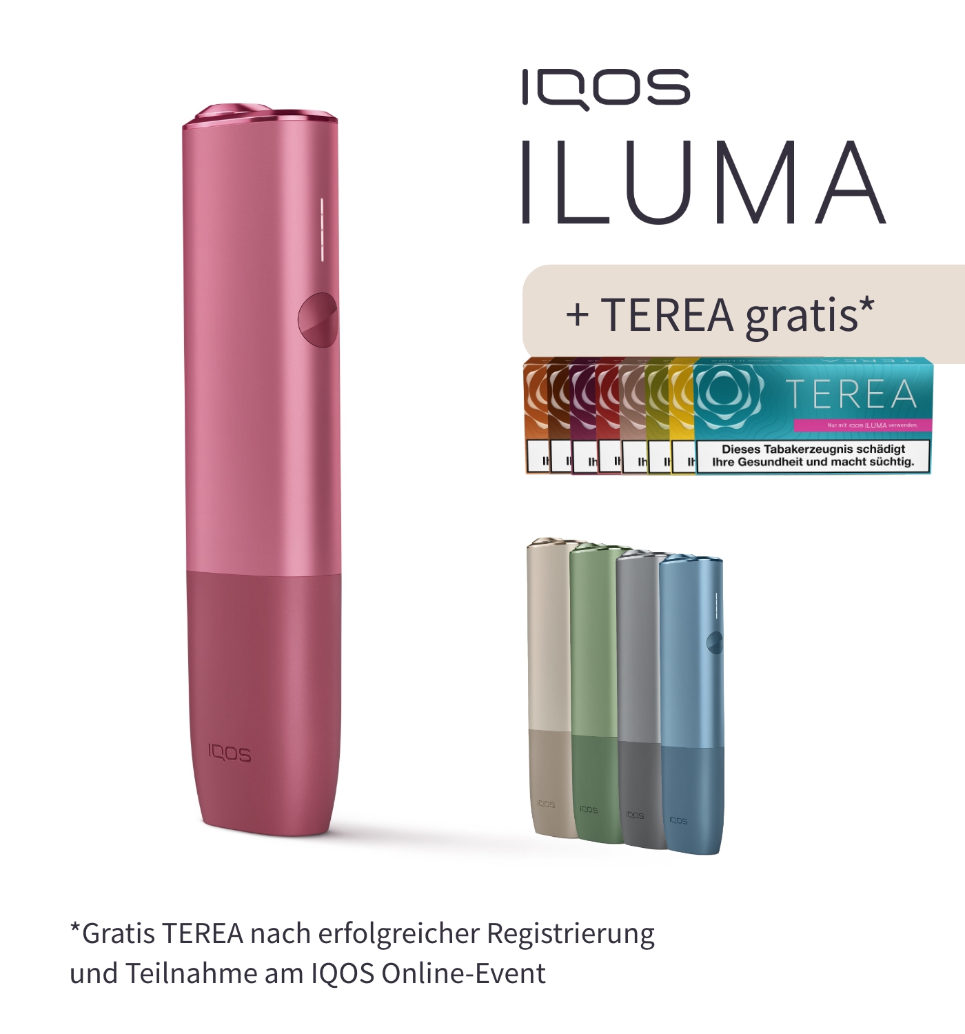 IQOS ILUMA ! NEU ! Sunset Red Tabakerhitzer +bis zu 60 TEREA Sticks nach  Reg.