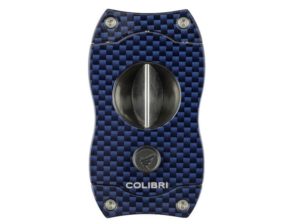 COLIBRI Zigarrenabschneider "V-Cut" blau/Carbondruck