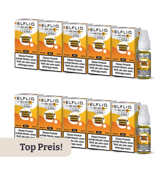 10er Pack E-Liquid Nikotinsalz ELFBAR Elfliq Pineapple Mango Orange 10mg