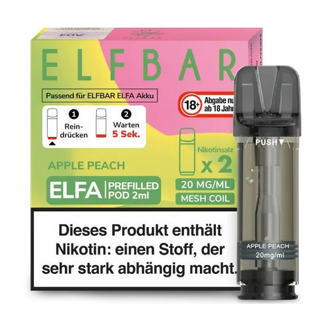 E-Liquidpod ELFBAR ELFA Apple Peach 2ml Pod 0mg Nikotin 2er