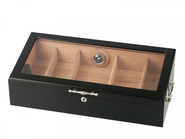 PASSATORE Humidor schwarz/Sichtfenster fuer ca. 150 Zigarren