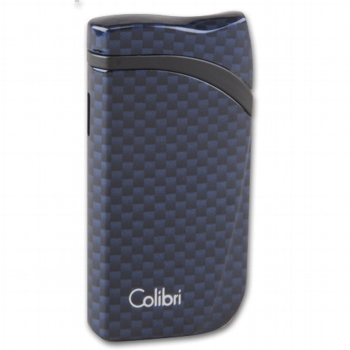 Cigarrenfeuerzeug Jet COLIBRI Falcon 2 Carbon blau Schraegflamme