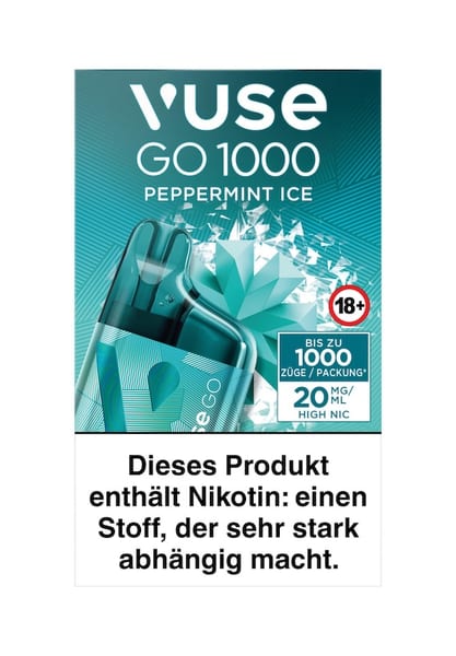 Einweg eZigarette Vuse Go 1000 – Box Peppermint ICE 1000mg