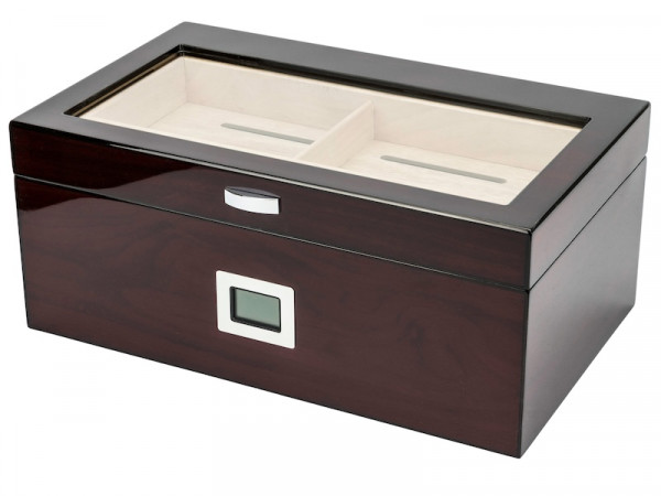 Humidor Cherry Finish hi-gloss/Glasdeckel fuer ca. 75 Zig.