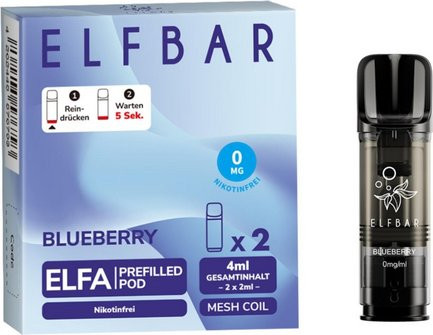 E-Liquidpod ELFBAR ELFA Blueberry 2ml Pod 0mg Nikotin 2er