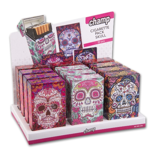 Zigarettenbox Kunststoff CHAMP Skull 4 Farben sortiert Online