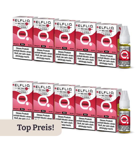 10er Pack E-Liquid Nikotinsalz ELFBAR Elfliq Cherry 10 mg