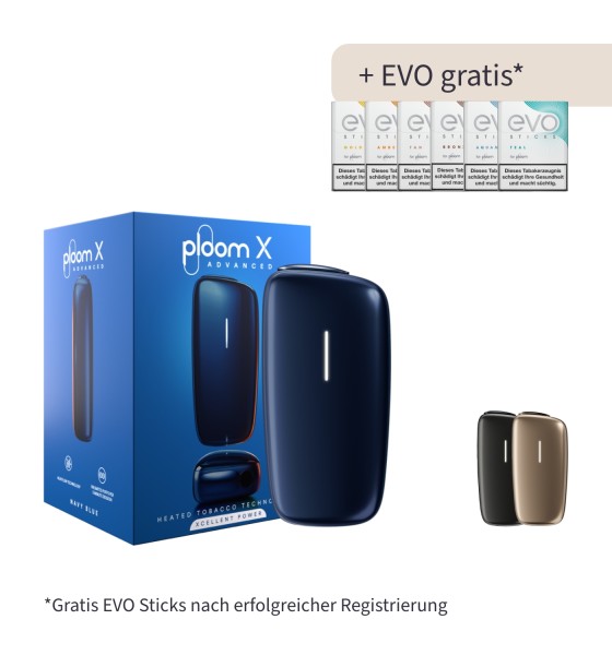 PLOOM X NAVY BLUE DEVICE inklusive 5 Packungen EVO Sticks Gratis