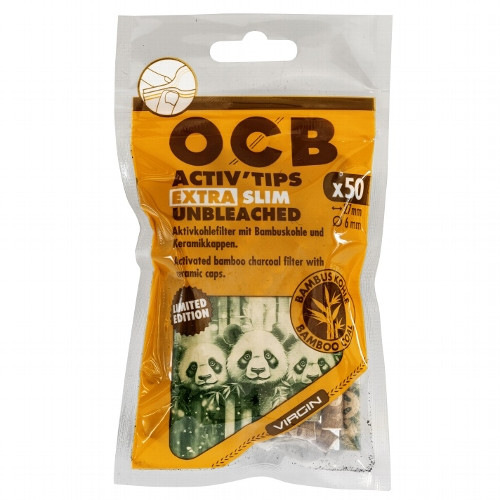 Einzeln OCB Activ'Tips Extra Slim Unbleached Bamboo 6mm Limited Edition 1x50 Stück