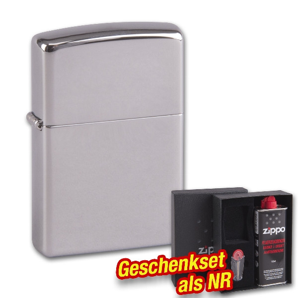 ZIPPO Set / Zippo chrom poliert + Geschenkset als NR