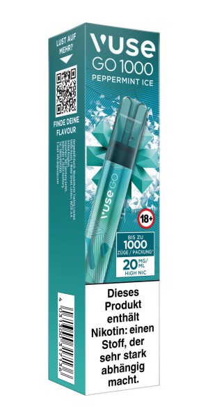 Einweg eZigarette Vuse GO Peppermint Ice 20mg bis zu 1000 Puffs