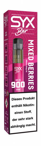 E-Zigarette SYX BAR - Mixed Berries 20mg bis zu 900 Puffs bis zu 900 Puffs