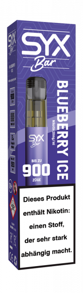 E-Zigarette SYX BAR - Blueberry Ice 20mg bis zu 900 Puffs