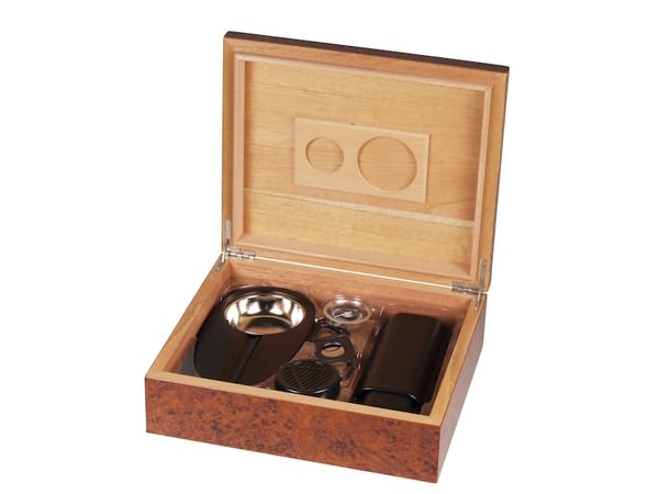 Humidor-Set Wurzelholz fuer ca. 25 Zigarren