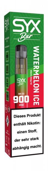 E-Zigarette SYX BAR - Watermelon Ice 20mg bis zu 900 Puffs