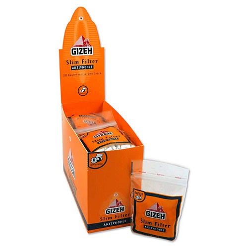 DISPLAY 20 Beutel à 120 AKTIVKOHLEFILTER Zigarettenfilter Gizeh Slim Online  Kaufen, Für nur 24,99 €