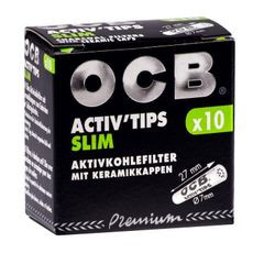 Zigarettenfilter OCB Activ'Tips Slim schwarz 7mm ( 10 FILTER )