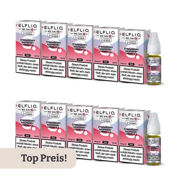 10er Pack E-Liquid Nikotinsalz ELFBAR Elfliq Strawberry Raspberry Cherry Ice 10mg