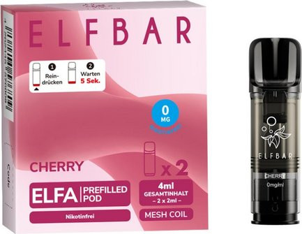 E-Liquidpod ELFBAR ELFA Cherry 2ml Pod 0mg Nikotin 2er