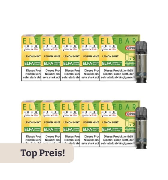 10er Pack E-Liquidpod ELFBAR Elfa Lemon Mint 20 mg 2 Pods